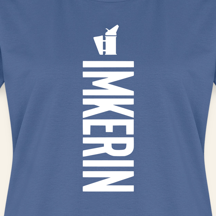 IMKERIN Smoker Charlie T-Shirt in Steinblau – Druck im Detail