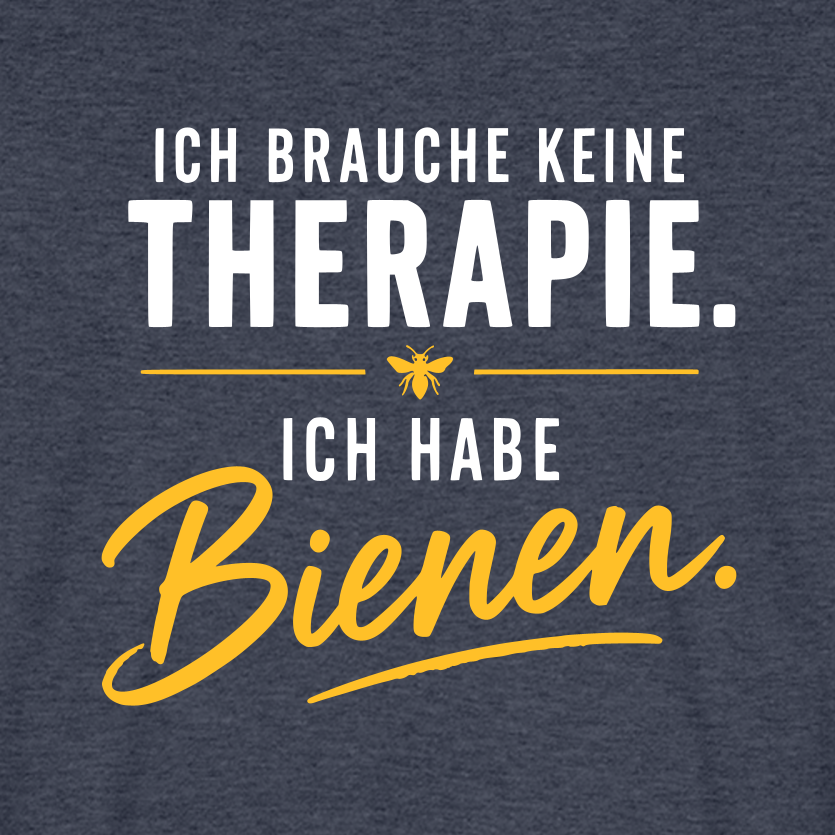 Imkerzeichen T-Shirt in Jeansblau – Druck im Detail
