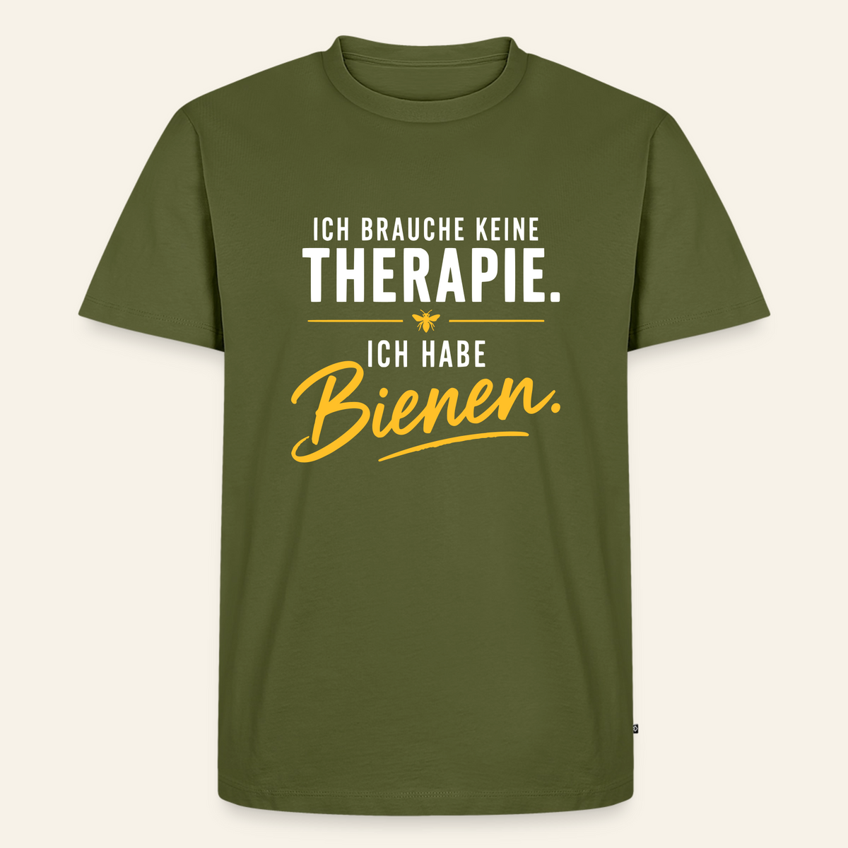 Imkerzeichen T-Shirt in Khaki – Vorderseite