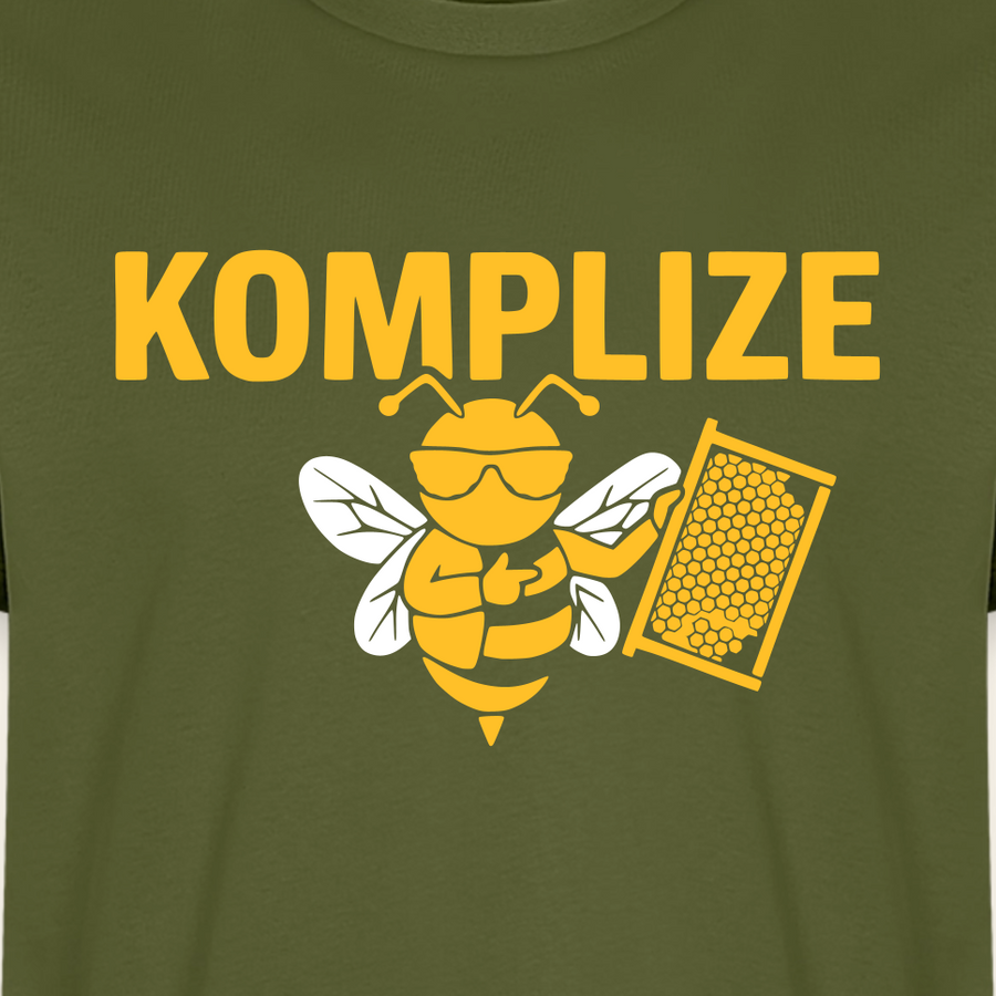 Komplize T-Shirt in Khaki – Druck im Detail