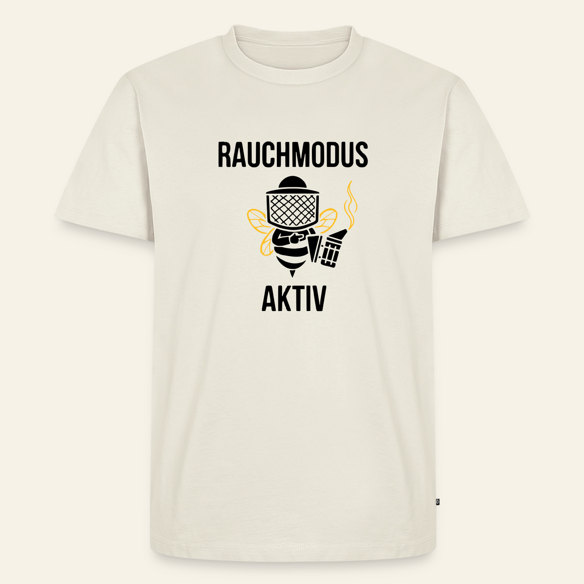 Rauchmodus T-Shirt in Naturweiß – Vorderseite