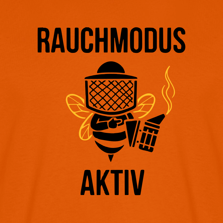 Rauchmodus T-Shirt in Orange – Druck im Detail