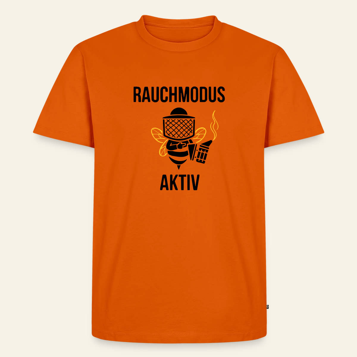 Rauchmodus T-Shirt in Orange – Vorderseite