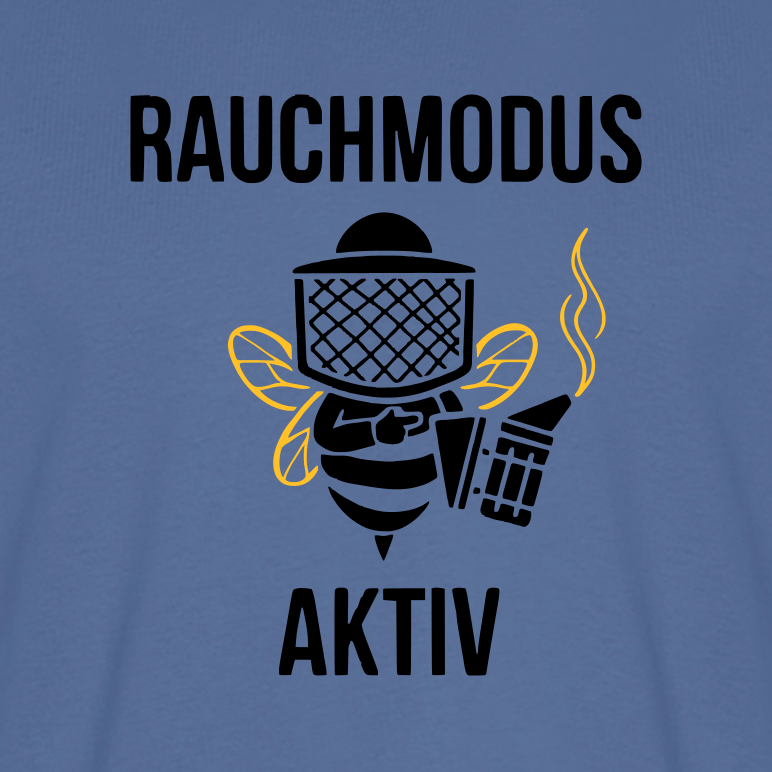 Rauchmodus T-Shirt in Steinblau – Druck im Detail