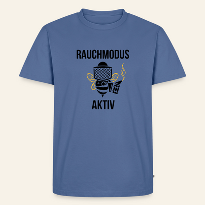Rauchmodus T-Shirt in Steinblau – Vorderseite