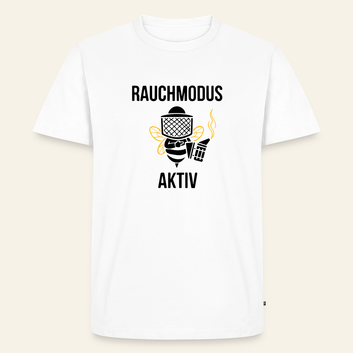 Rauchmodus T-Shirt in Weiß – Vorderseite