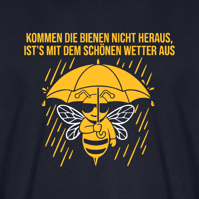 Regenwetter T-Shirt in Dunkelblau – Druck im Detail