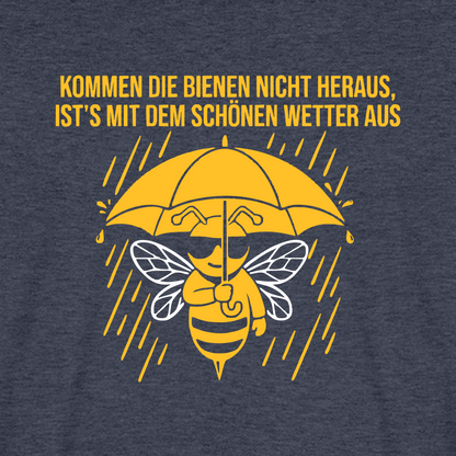 Regenwetter T-Shirt in Jeansblau – Druck im Detail