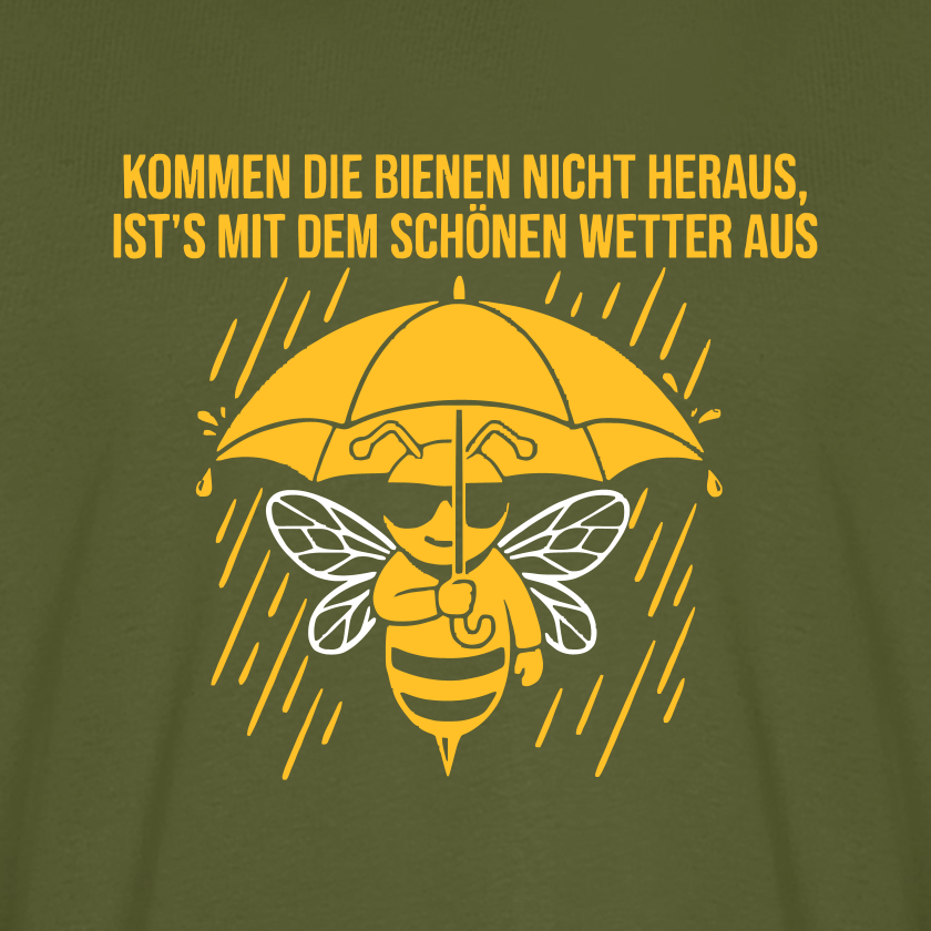 Regenwetter T-Shirt in Khaki – Druck im Detail
