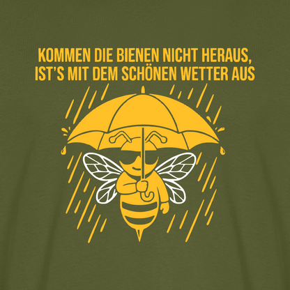 Regenwetter T-Shirt in Khaki – Druck im Detail