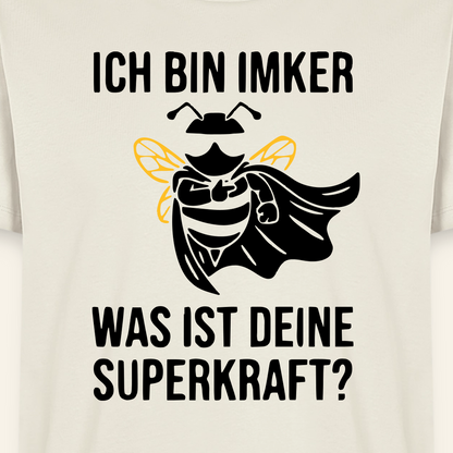 Superimker T-Shirt in Naturweiß – Druck im Detail