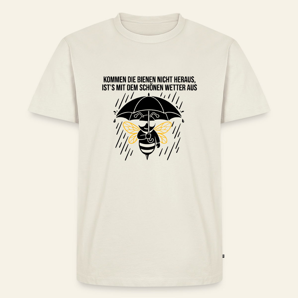Regenwetter T-Shirt in Naturweiß – Vorderseite
