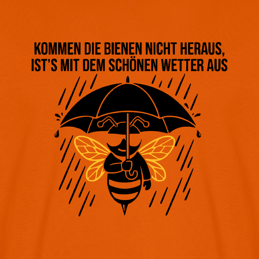 Regenwetter T-Shirt in Orange – Druck im Detail