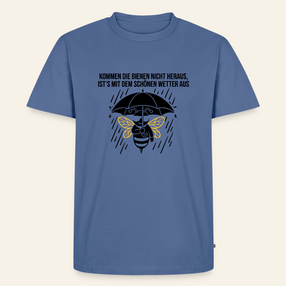Regenwetter T-Shirt in Steinblau – Vorderseite