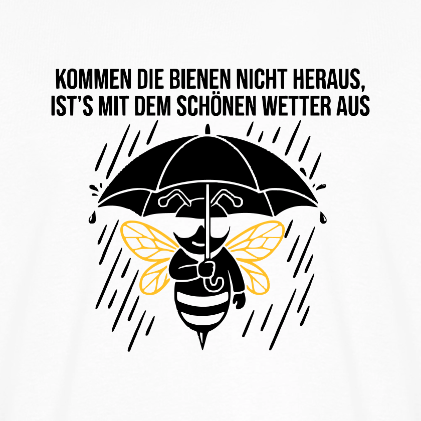 Regenwetter T-Shirt in Weiß – Druck im Detail