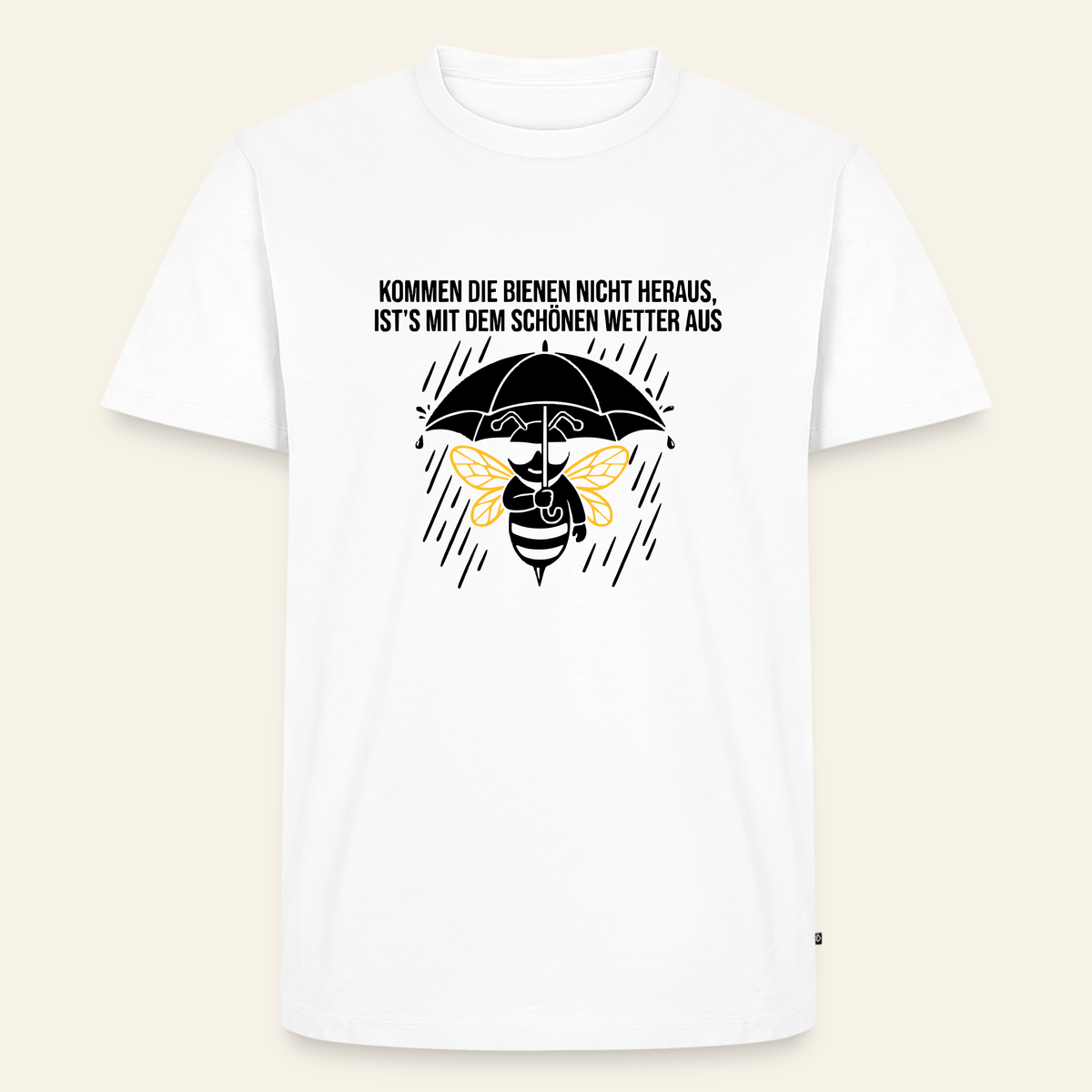 Regenwetter T-Shirt in Weiß – Vorderseite