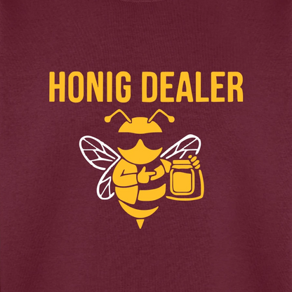 Honig Dealer Sweatshirt in Burgunderrot – Druck im Detail