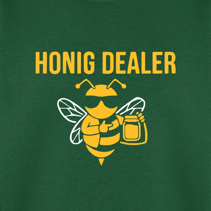 Honig Dealer Sweatshirt in Flaschengrün – Druck im Detail