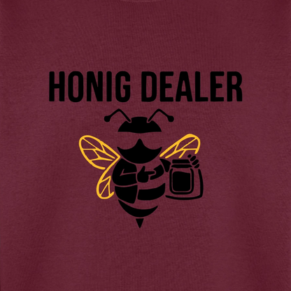 Honig Dealer Sweatshirt in Burgunderrot – Druck im Detail