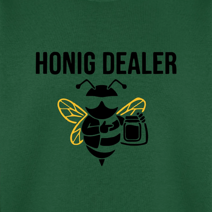 Honig Dealer Sweatshirt in Flaschengrün – Druck im Detail