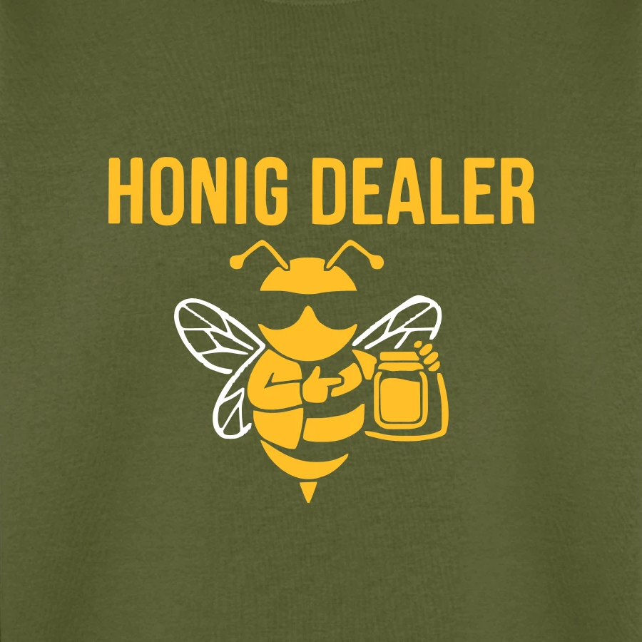 Honig Dealer Sweatshirt in Khaki – Druck im Detail