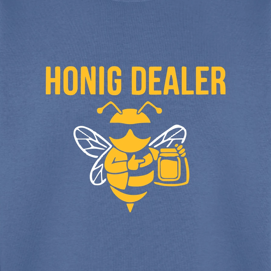 Honig Dealer Sweatshirt in Steinblau – Druck im Detail