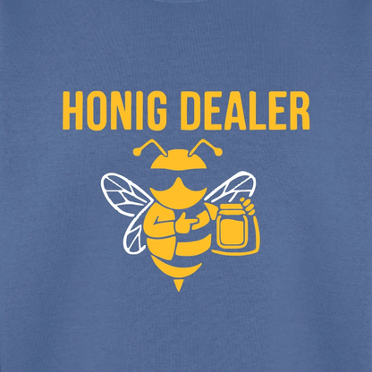 Honig Dealer Sweatshirt in Steinblau – Druck im Detail