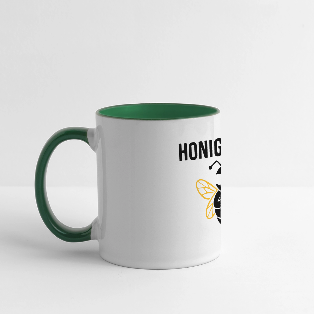 Honig Dealer Tasse in Weiß/Dunkelgrün – Henkel links