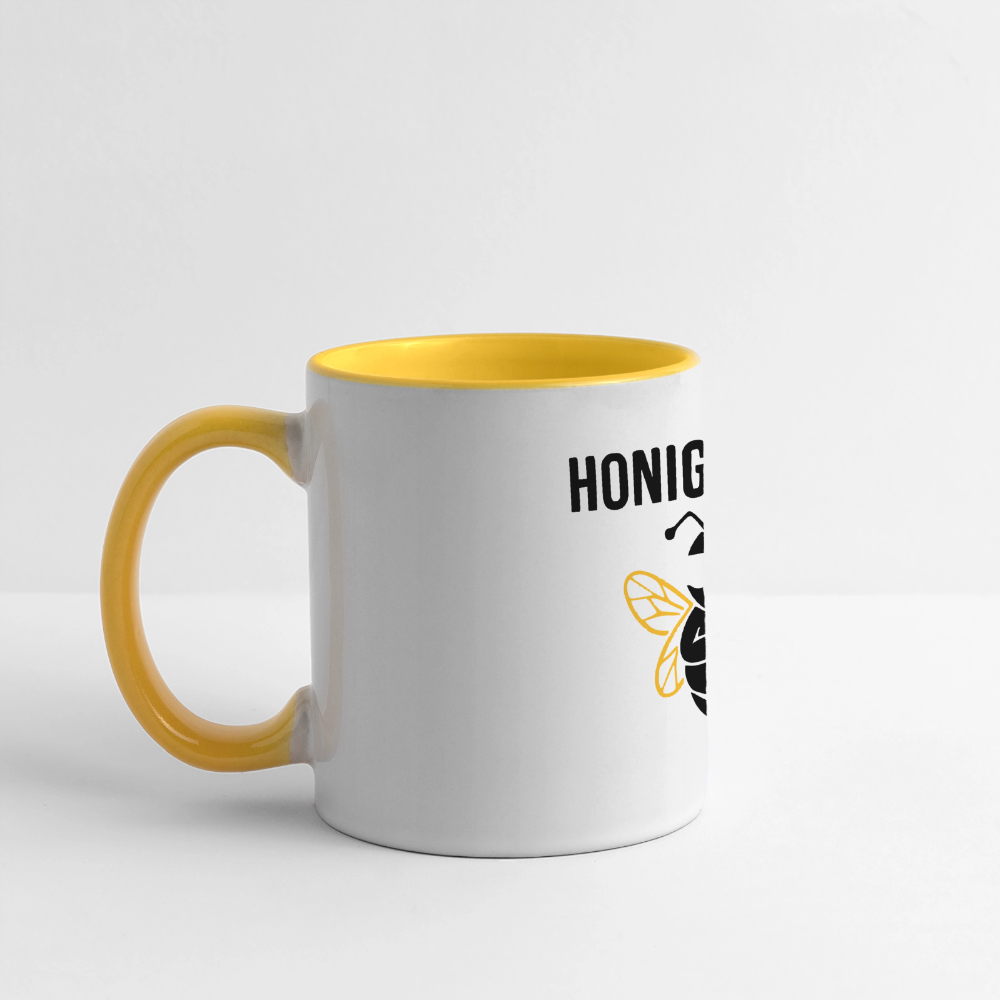 Honig Dealer Tasse in Weiß/Gelb – Henkel links