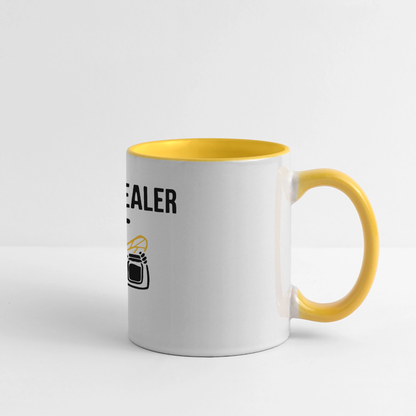 Honig Dealer Tasse in Weiß/Gelb – Henkel rechts