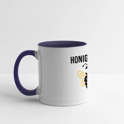Honig Dealer Tasse in Weiß/Kobaltblau – Henkel links