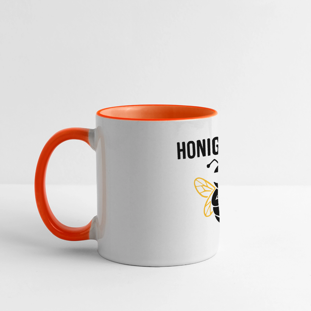 Honig Dealer Tasse in Weiß/Orange – Henkel links