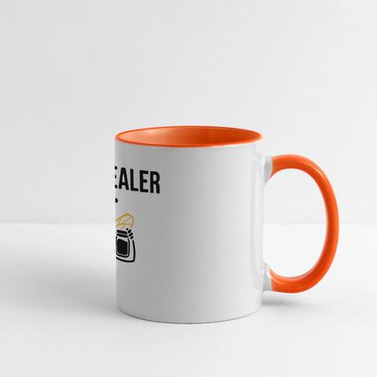 Honig Dealer Tasse in Weiß/Orange – Henkel rechts