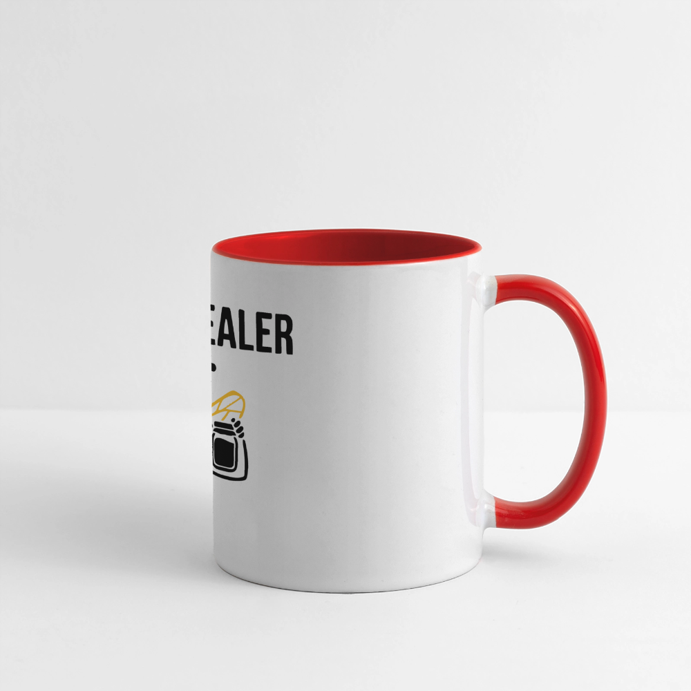 Honig Dealer Tasse in Weiß/Rot – Henkel rechts
