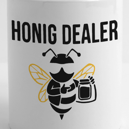 Honig Dealer Tasse in Weiß – Druck im Detail