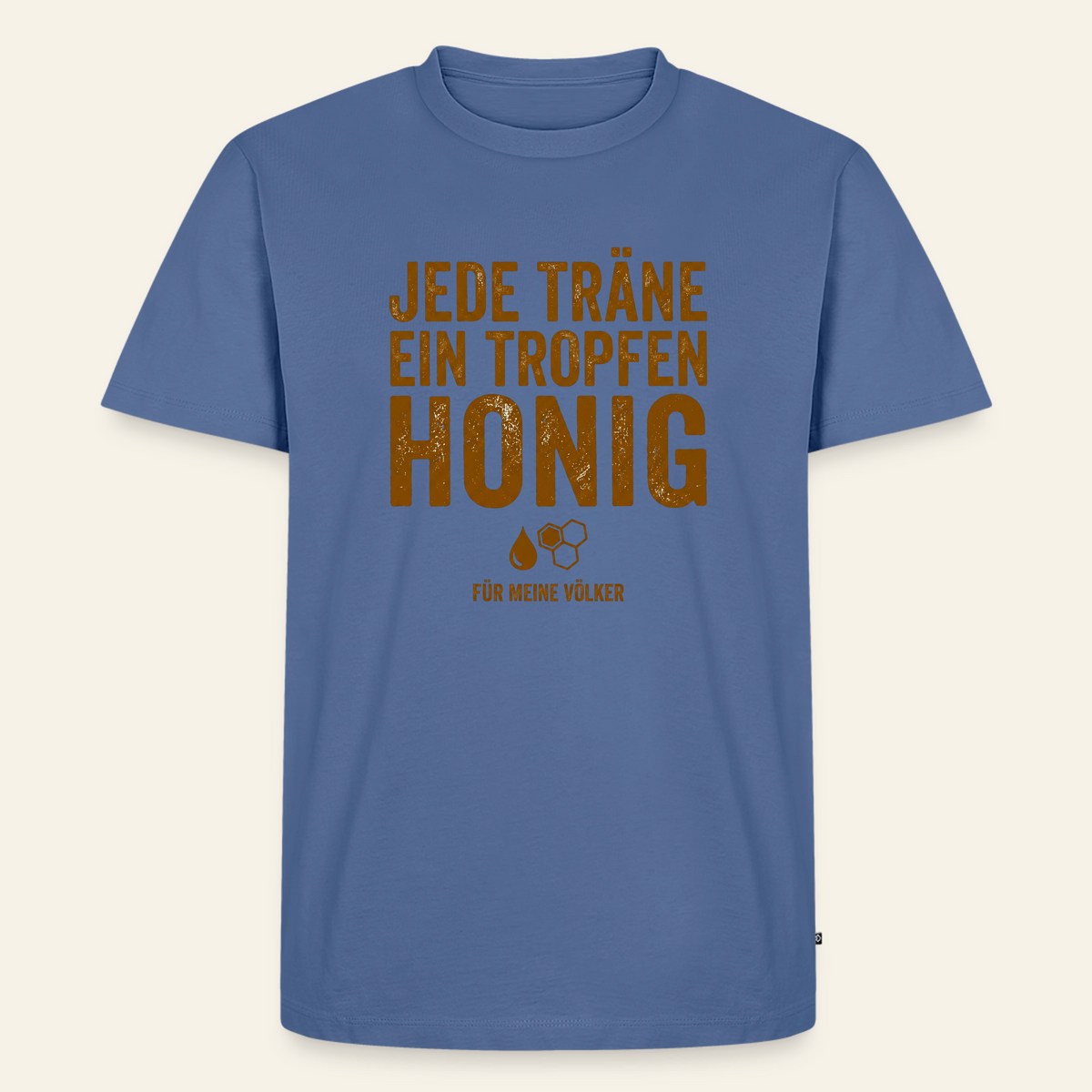 Völkerliebe T-Shirt in Steinblau – Vorderseite