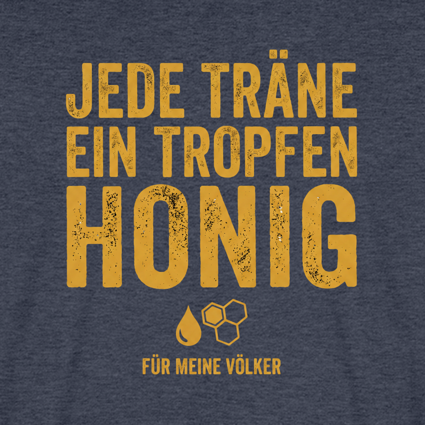 Völkerliebe T-Shirt in Jeansblau – Druck im Detail