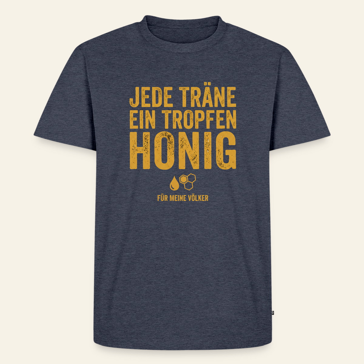 Völkerliebe T-Shirt in Jeansblau – Vorderseite